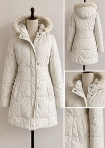 Stylish Cream Padded Jacket with Hood