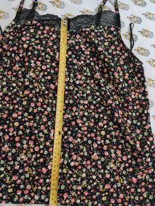 Floral Cami Top with Lace Trim