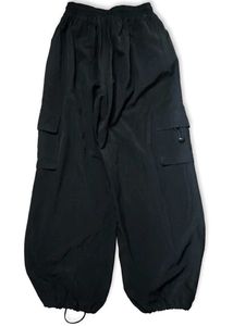 Black Cargo Parachute Pants