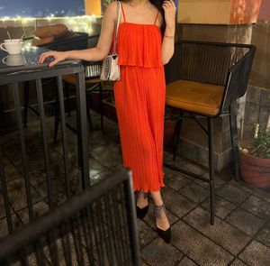 Orange Pleated Jumpsuit