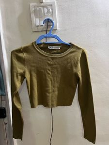Zara Cropped Long Sleeve Top