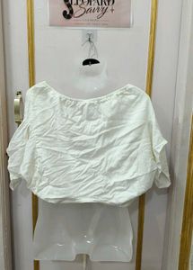 White Tie-Front Cropped Top