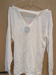 White Long Sleeve Top with Pink Heart