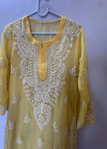 Elegant Yellow Chikankari Kurta