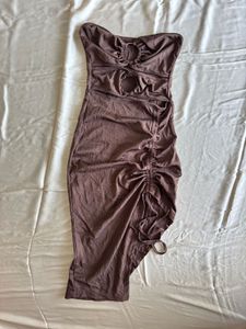 Strapless Ruched Midi Dress