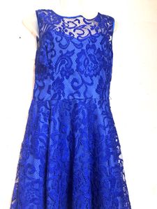 Blue Lace Fit &amp; Flare Dress