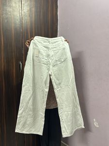 White Wide Leg Casual Pants