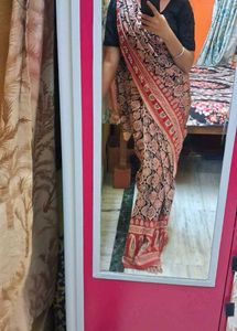 Beautiful Printed ajrakh kalamkari Saree