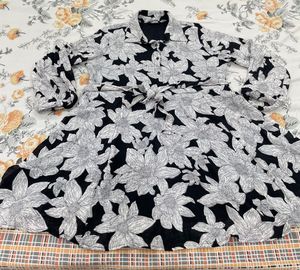 Chic Floral Print Shirt Dress