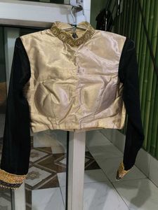 Elegant Gold &amp; Black Embellished full sleeve Blous