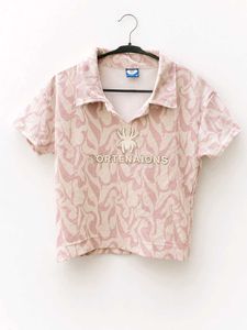 Pink Printed Collared Crop Top (XS &amp; S)