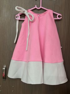 branded Cute Pink &amp; White Dress fully flare for 7-