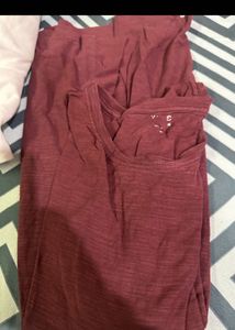 WES Burgundy Heathered Short Sleeve Tee XXL Size