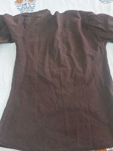 Brown V-Neck Kurta