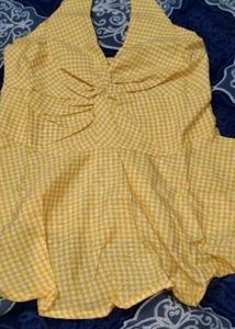 Stylish Yellow Striped Peplum Top