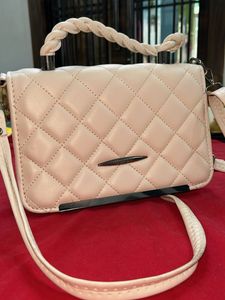 stylish corean White Quilted Handbag