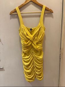 Stunning Ruched Yellow Mini Dress