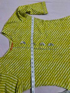 Lime Green Cotton Leheriya Kurti with Gota Patti (