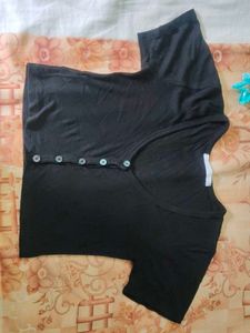 Black Button-Up cute ribbed top