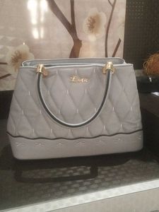Stylish Grey Quilted Handbag with Free gift
