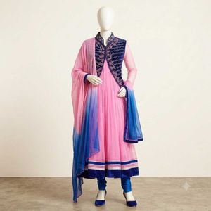 Pink Anarkali Suit with Embroidered Jacket