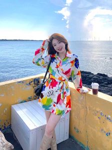 Vibrant  Print Wrap shirt 🍡🌼
