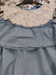 Cute Blue off Shoulder denim Top