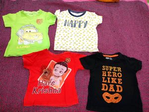 Kids T Shirts - Combo 6 With Free Kid Slippers