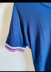 Navy Striped Cuff T-Shirt