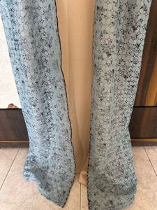 DXB Elegant Blue Lace Shrug abaya with inner
