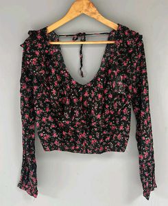 Forever 21 Floral Print Ruffle Blouse