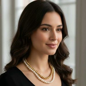 Elegant Pearl &amp; Gold Beaded Necklace