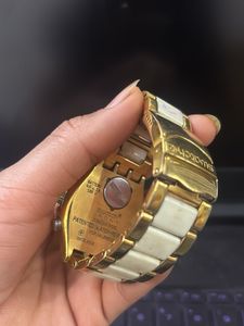 Gold &amp; White Chronograph Watch