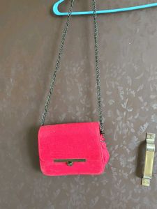 Vibrant Pink Chain Shoulder Bag