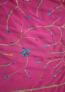 Beautifully Embellished Pink Saree