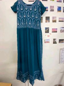 Stunning Teal Embellished Kurti Set