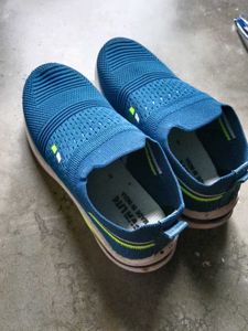 Blue Slip-On Knit Sneakers