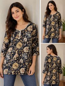Floral Print 3/4 Sleeve Tunic short kurti