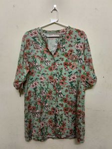 Floral Print V-Neck Tunic Top