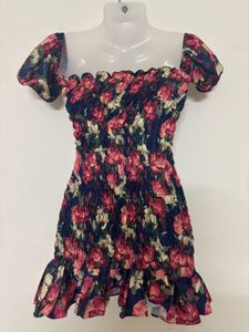 Smocked Floral Mini Dress