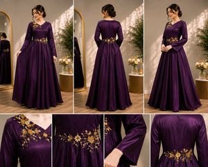 Elegant Purple Embroidered Gown