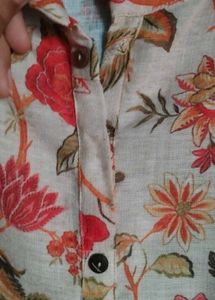 Floral Print Kurti for women straight beige