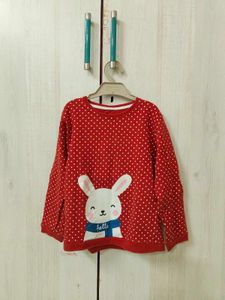 Sweatshirt Red Bunny Print Polka Dots