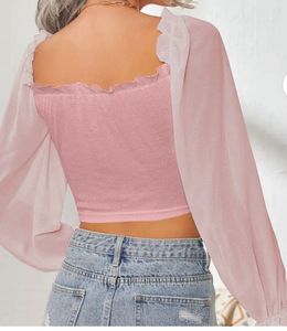 Chic Pink Puff Sleeve Crop Top