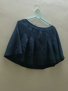Dark Blue Pleated Mini Skirt