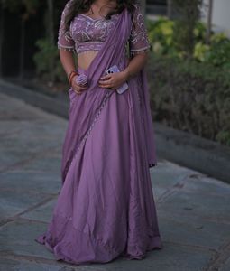 Lavender lehenga pattern saree