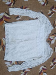 Pearl White Net Top With Smoth Sarton Linen
