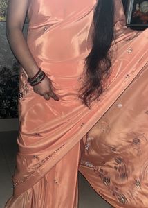 Elegant Peach crepe Saree with blouse