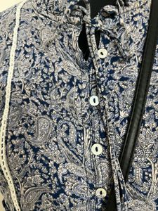 Blue Paisley Tiered Mini Dress