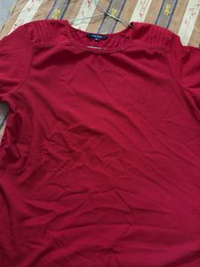 Allen Solly Red Textured Top